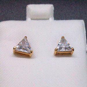 Trillion Cut Cubic Zirconia Stud Earrings Bridal Jewelry